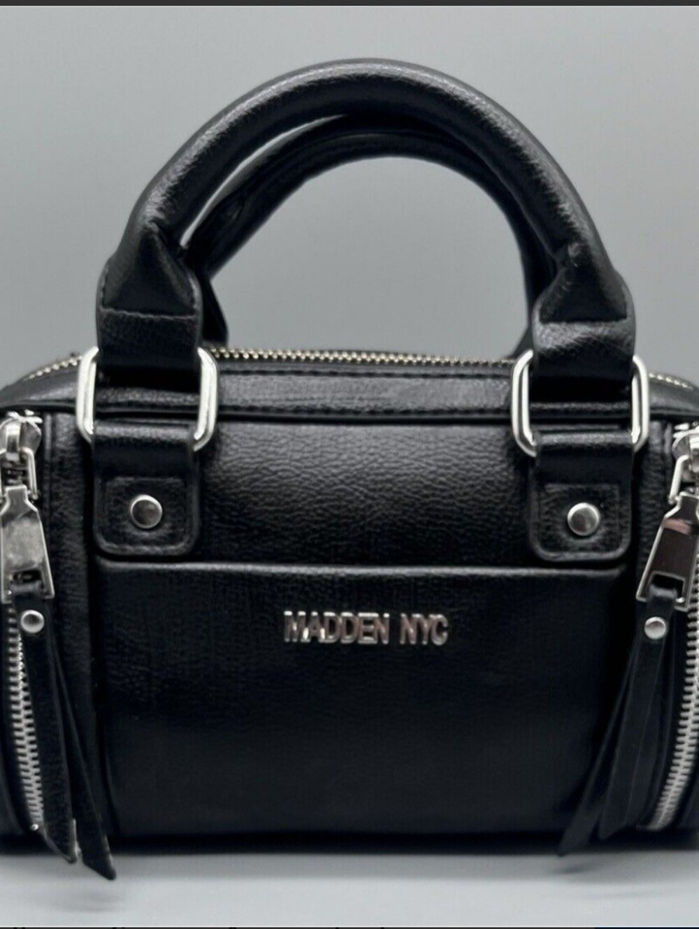 Madden NYC Mini Satche Black Handbag Zipper Accent